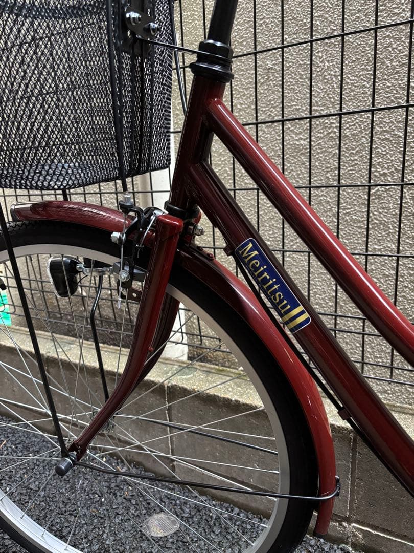【新品同様】シティサイクル バスケット付きバーガンディ色【引き取り限定】名古屋市