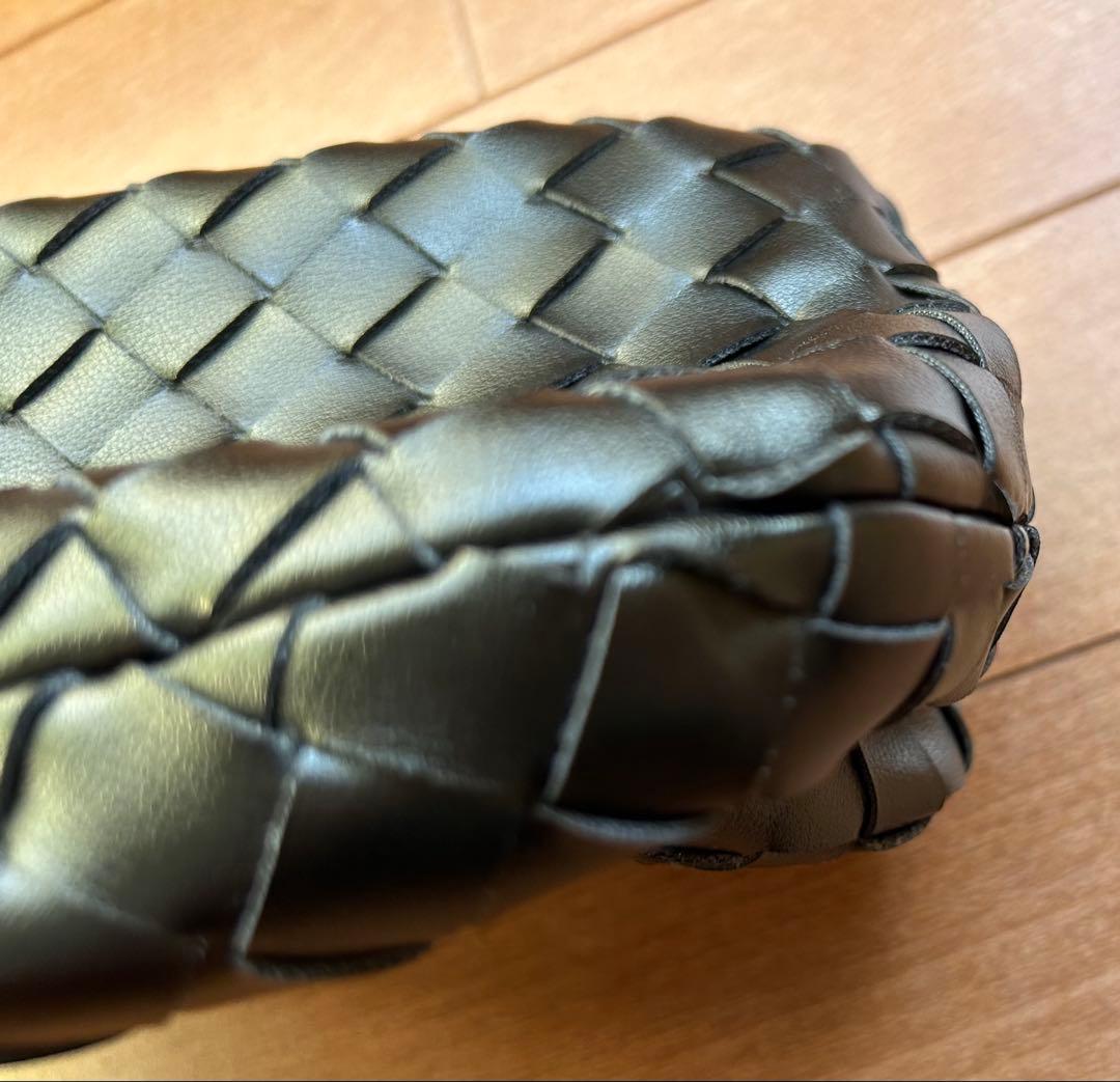 【美品】編み込みレザー ワンハンドル ハンドバッグ　黒