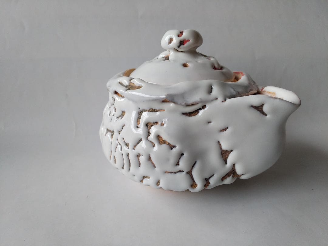 希少品 鬼萩 萩碗 宝瓶 佐々木建 作 萩煎茶器 共箱 煎茶道具 玉露 新品