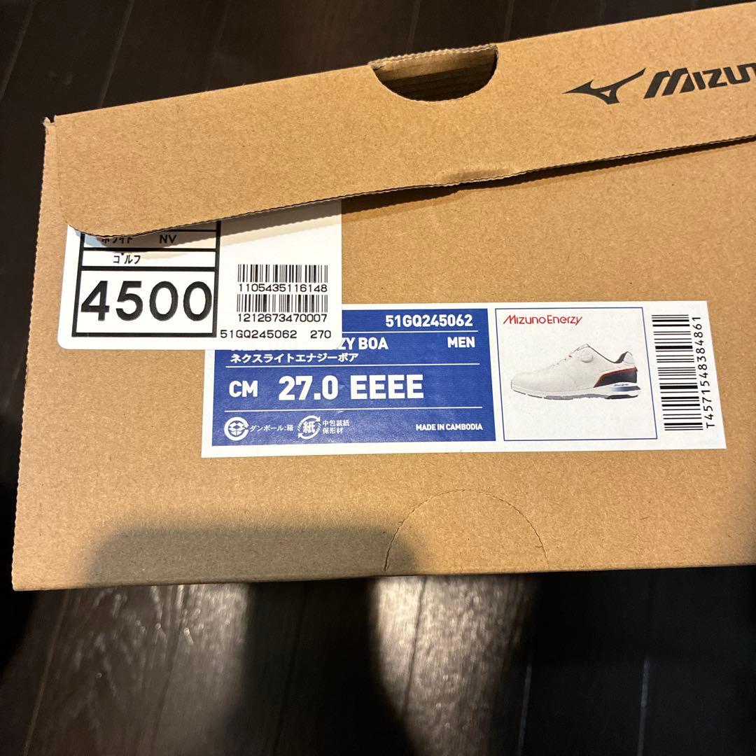 MIZUNO スパイクレスシューズ 27cm 4E ホワイト×ネイビー