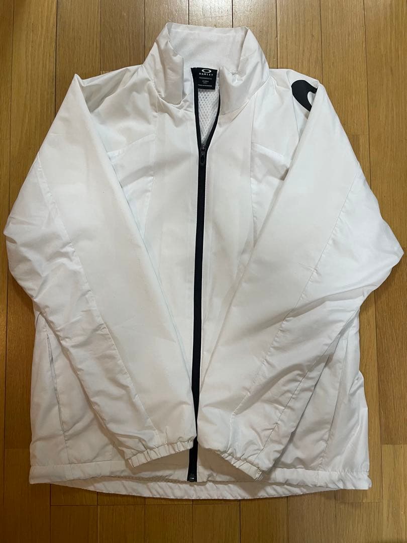 【美品】OAKLEY オークリージャケット L ホワイトフルジップ メッシュ裏地