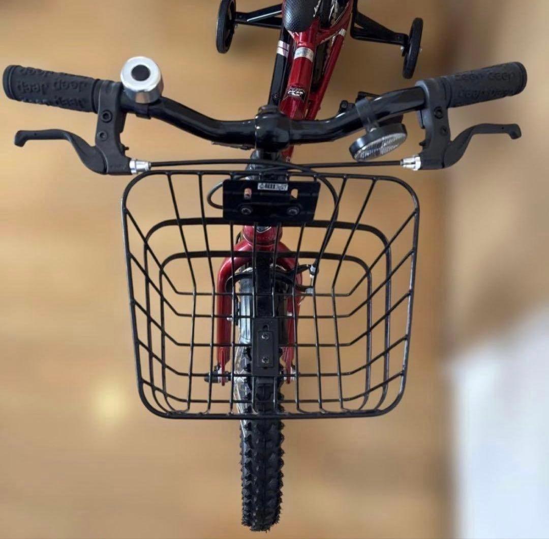 【極美品】Jeep 子供用自転車 16インチ 赤 前カゴ&補助輪付き
