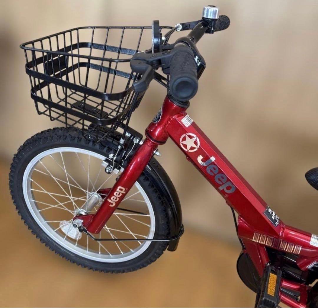 【極美品】Jeep 子供用自転車 16インチ 赤 前カゴ&補助輪付き