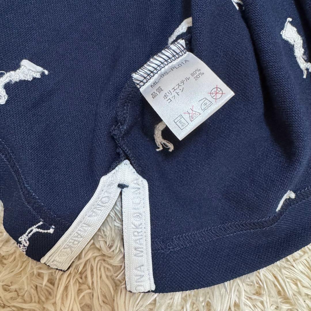 【美品】MARK&LONA 総柄デザイン　ポロシャツ　レディース　M ネイビー