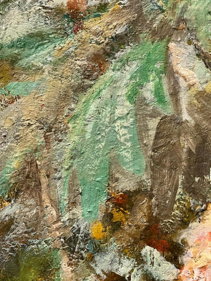 「真作」辻司「牡丹と花嫁」風景画　油彩画　額装　サイン有り　F15号