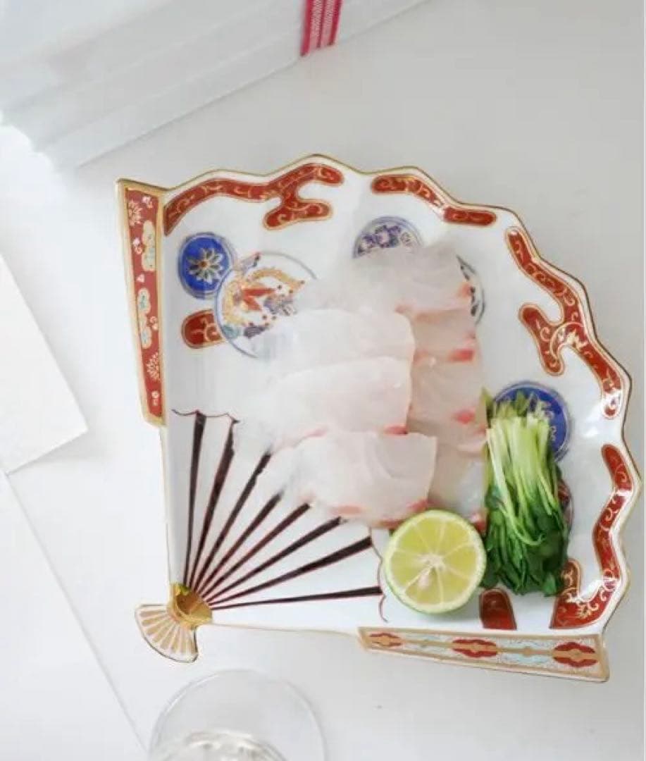 古伊万里　赤濃鳳凰　扇皿　林九郎窯　波佐見焼