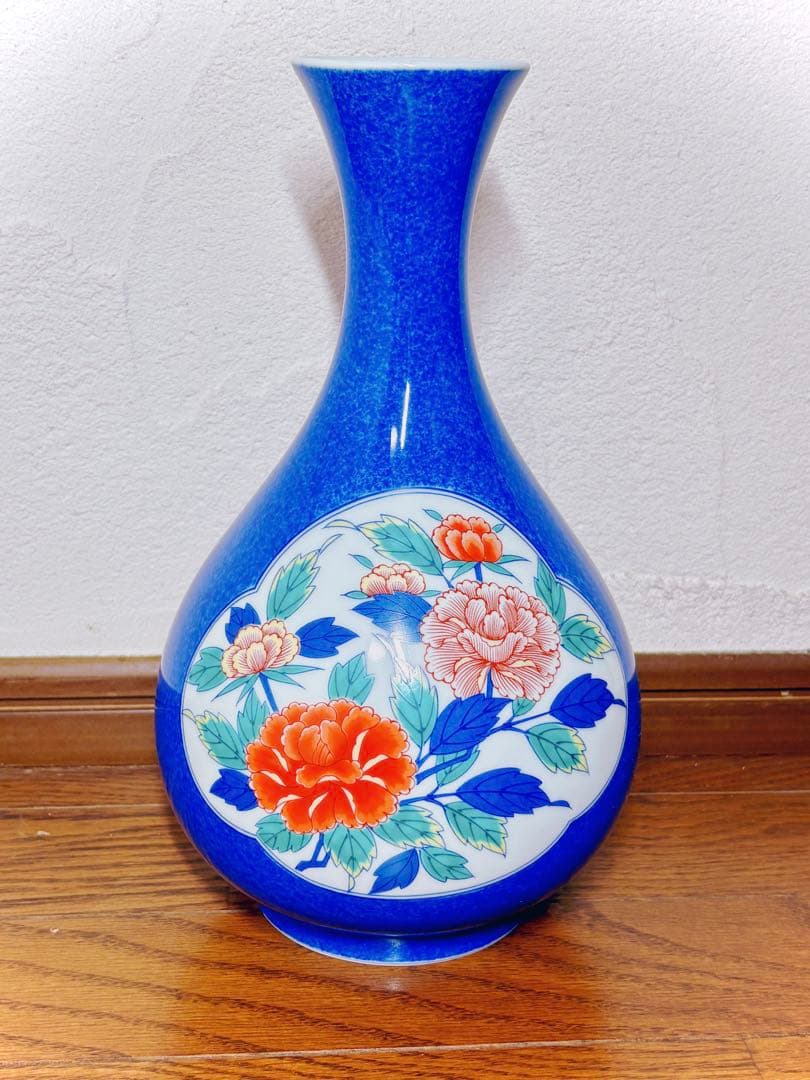 「美品」 有田焼 花瓶 西山 木の板付き