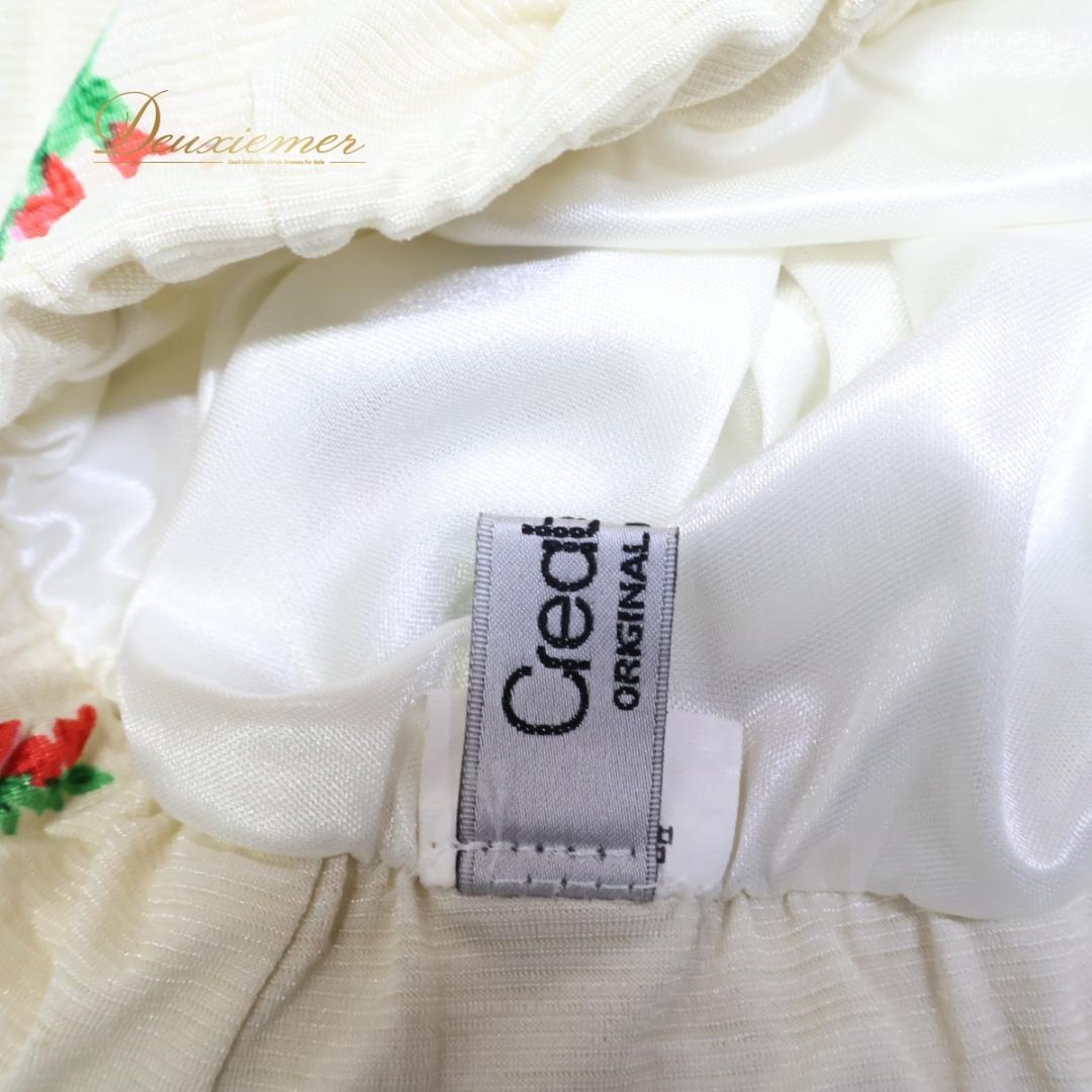 【美品 社交ダンス衣装】アイボリー create-sun スカート 緑 グリーン