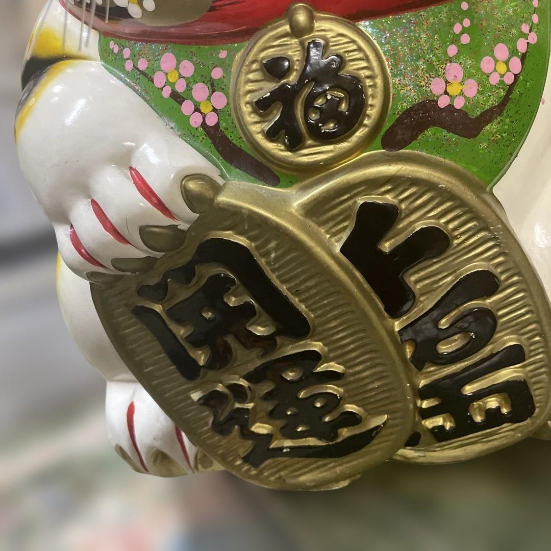 陶器製 招き猫 幸運を呼ぶ置物　常滑焼　BIGサイズ　左手上げ　希少品