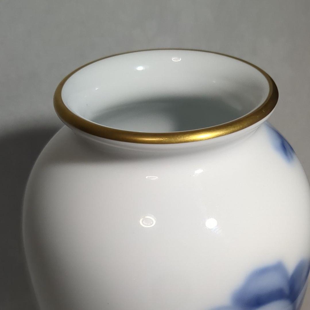 大倉陶園 23cm花瓶 ブルーローズ 陶磁器 花器 花入 青い薔薇 USED美品