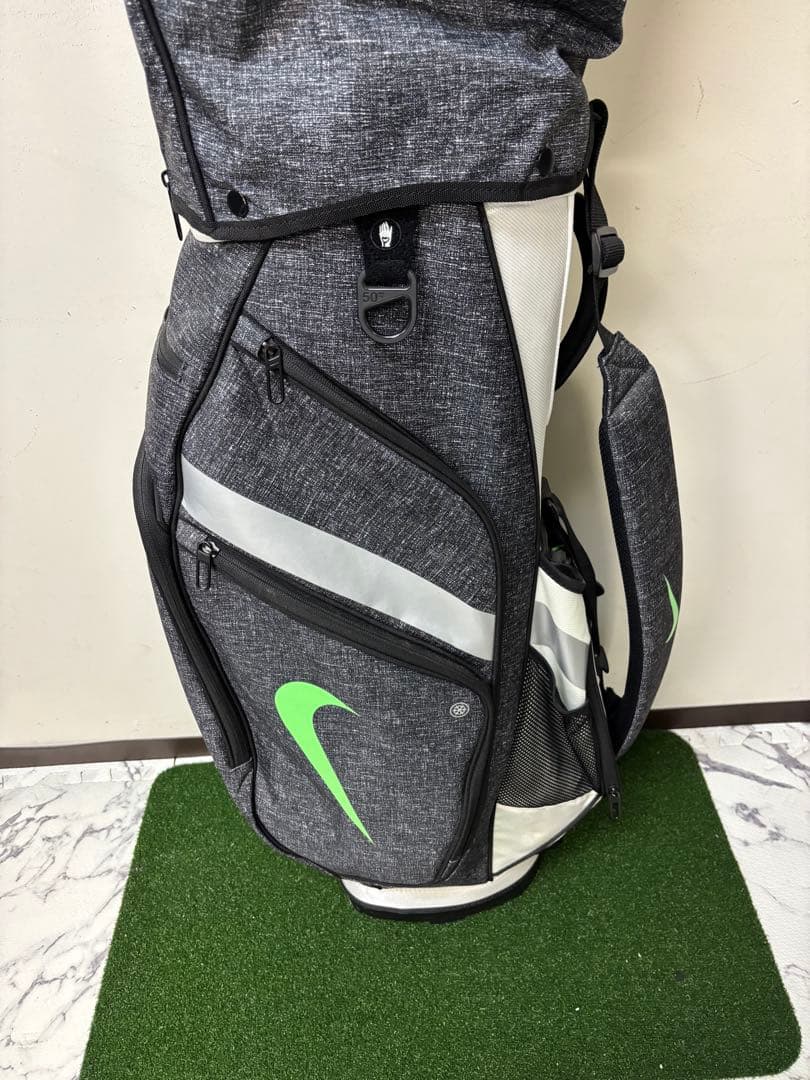 【美品】NIKE ゴルフ スタンド式キャディバッグ グレー×蛍光グリーン