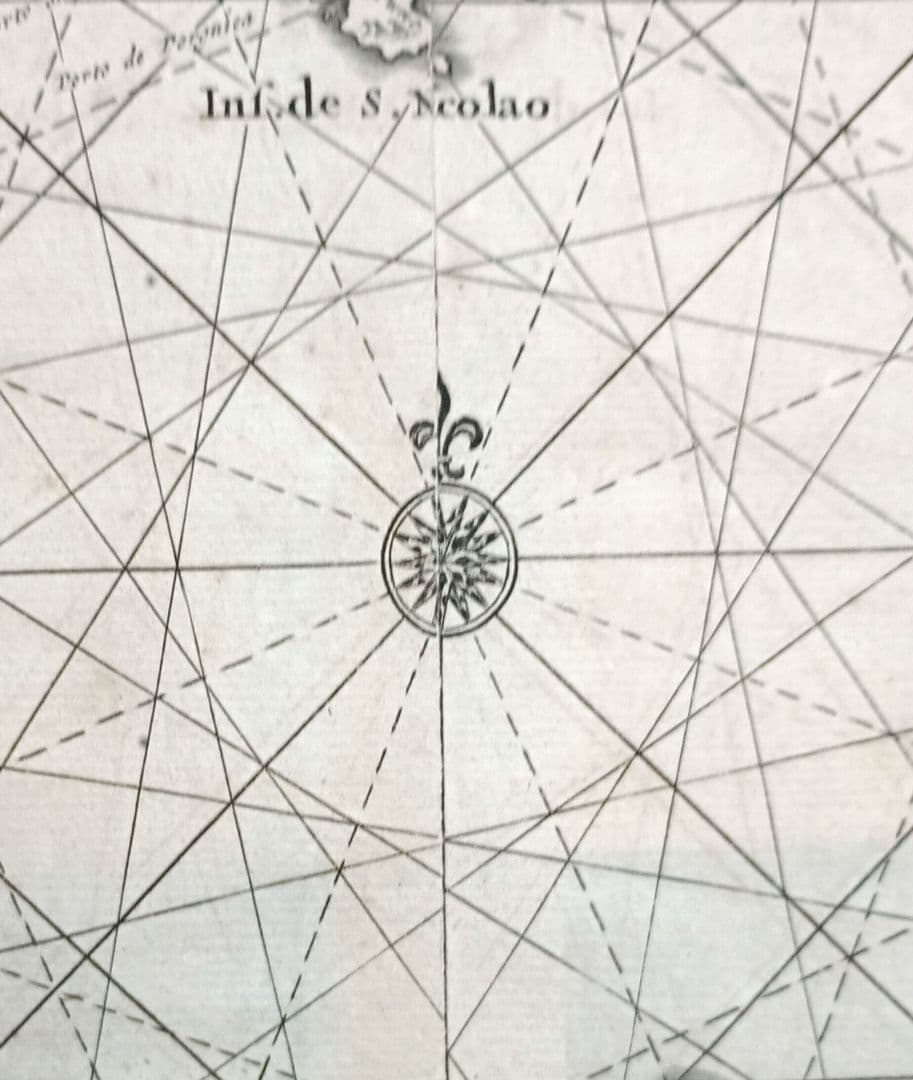額装品　古地図　1670年頃　J.オーギルビー　「カーボべルデ諸島」海図