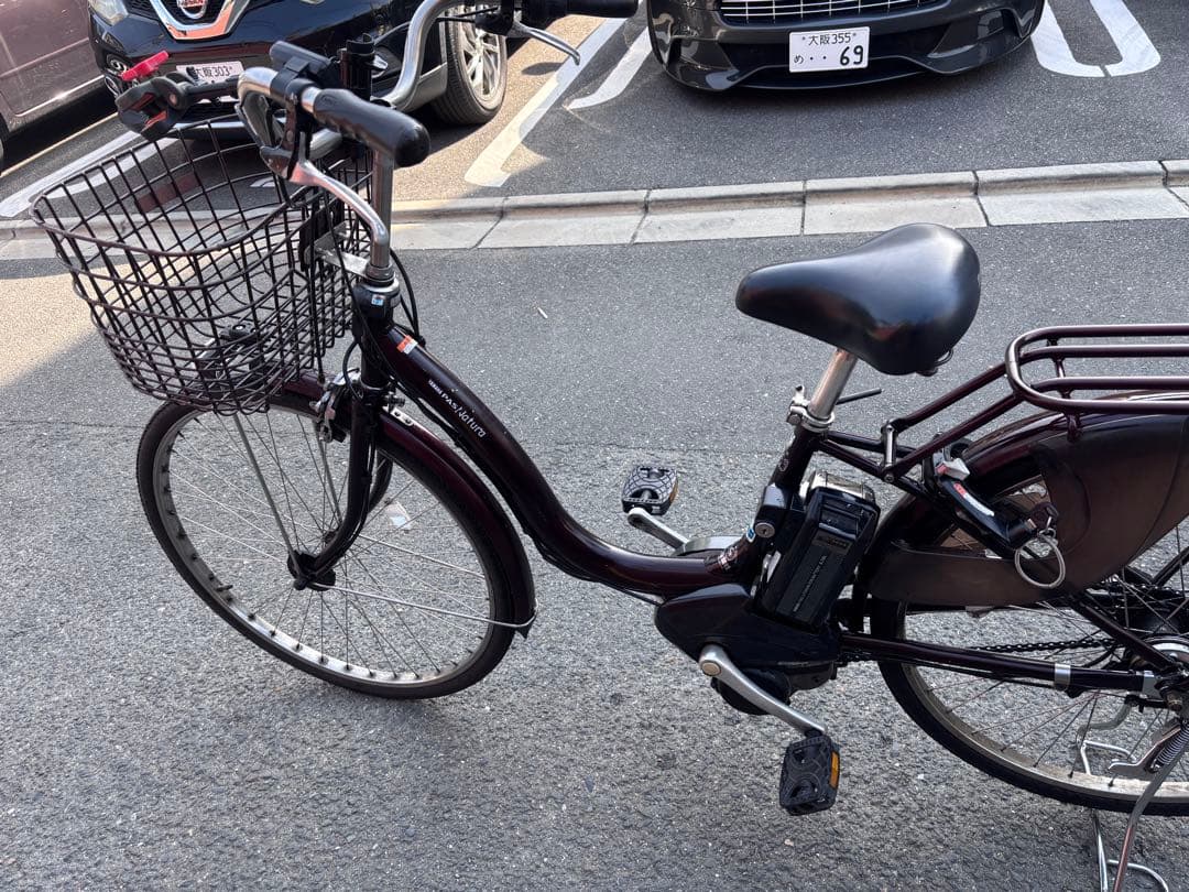 YAMAHA natura電動アシスト自転車 ダークブラウン 前カゴ付き