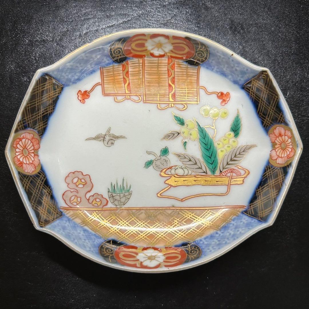 ★ 古伊万里 金彩 色絵 変形皿 5枚/食器！★管理200