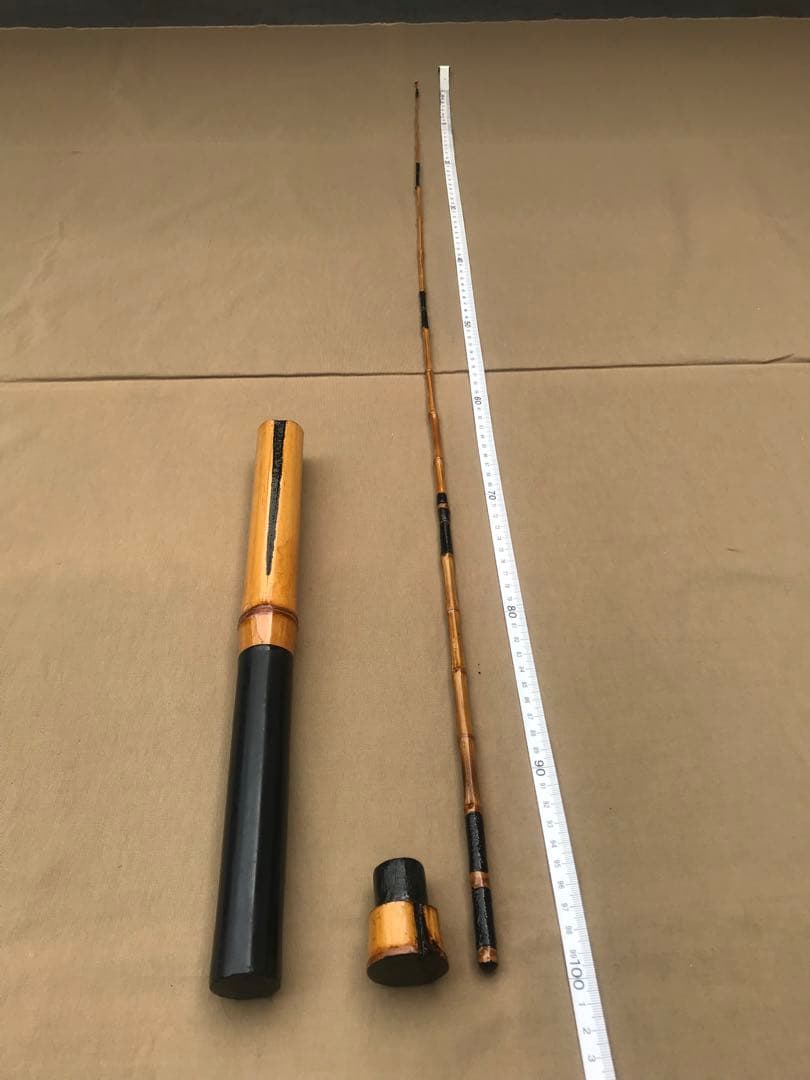 和竹 タナゴ竿　4本紡　ケース付き　カシュウ塗り　手作り品⑦