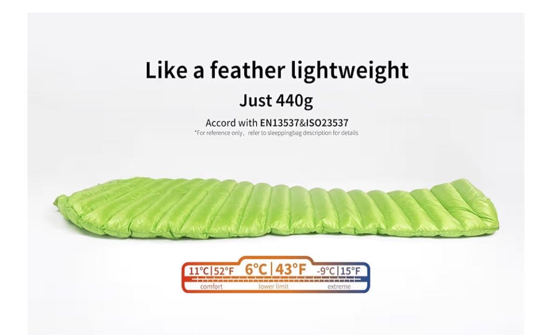 AEGISMAX 超軽量コンパクト寝袋 471gライムグリーン