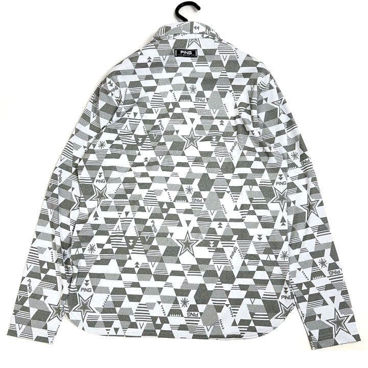 新品 PING ピン ゴルフ 総柄 ジャガード 長袖 ポロシャツ L