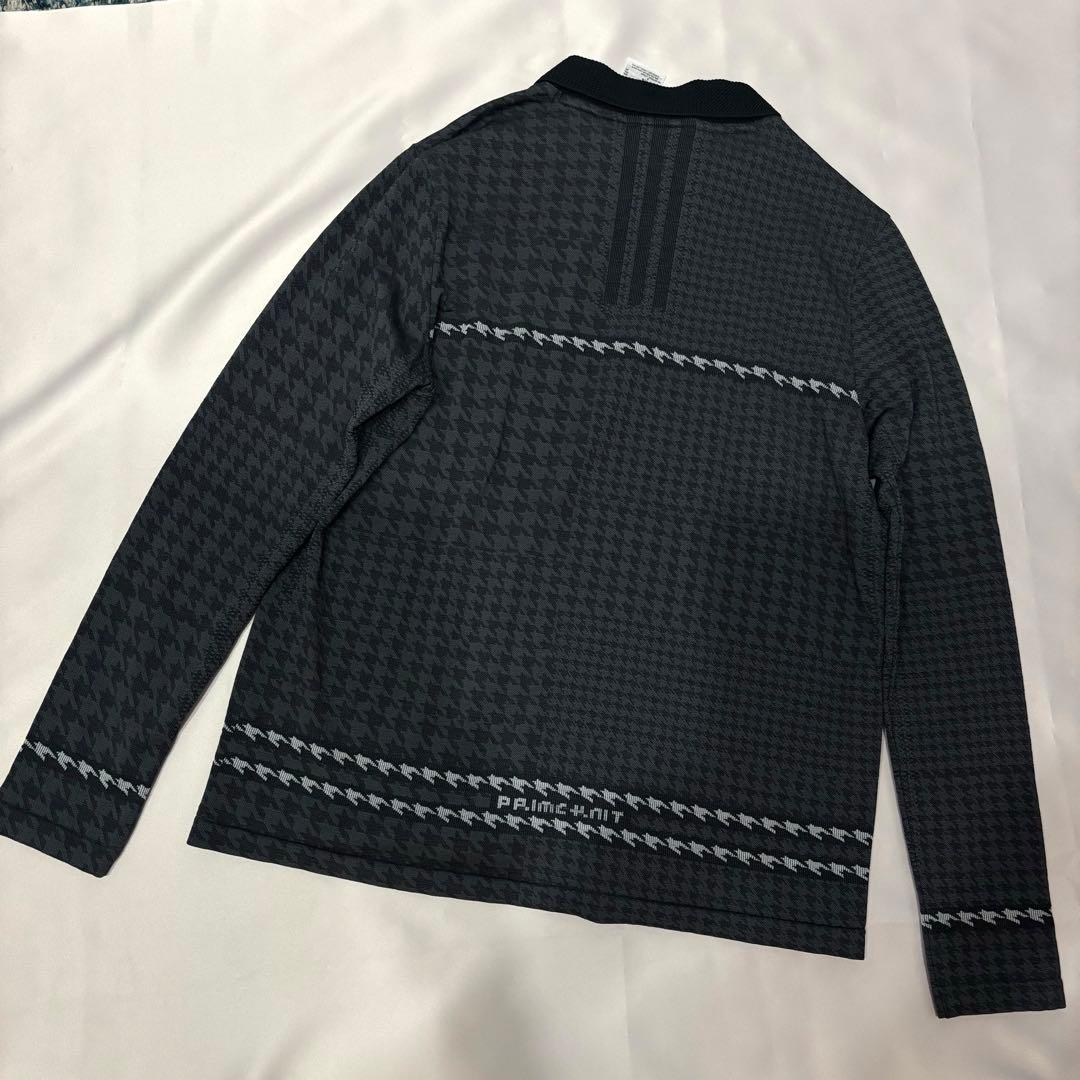 新品adidasゴルフPRIMEKNIT　ポロ襟ニット チェック 人気　XL