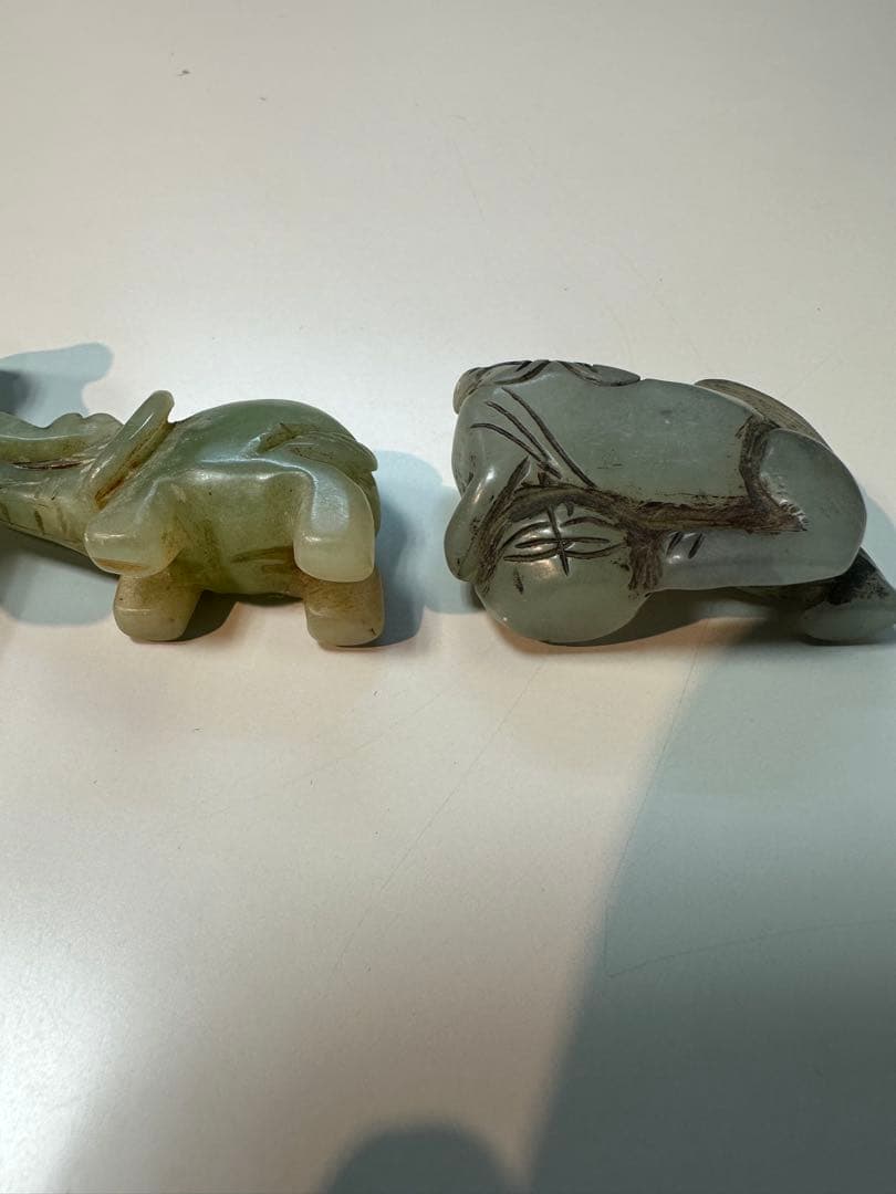 中国古玩　古玉石彫刻　神獣　根付け　6個
