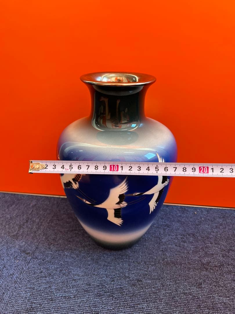 1458 七宝　琺瑯　仙鶴　花瓶