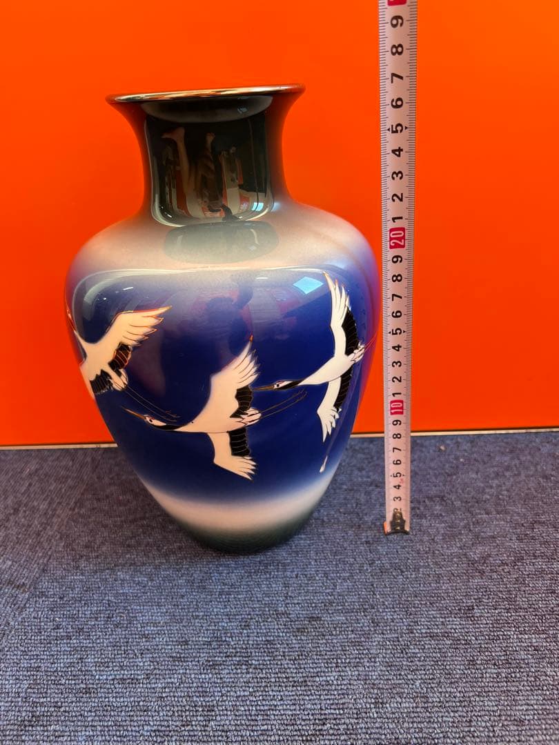 1458 七宝　琺瑯　仙鶴　花瓶