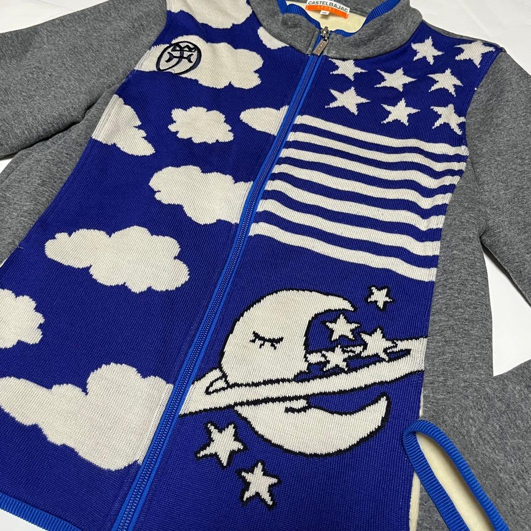 CASTEL BAJAC SPORT パーカー　月　星　ボーダー　青　ブルー