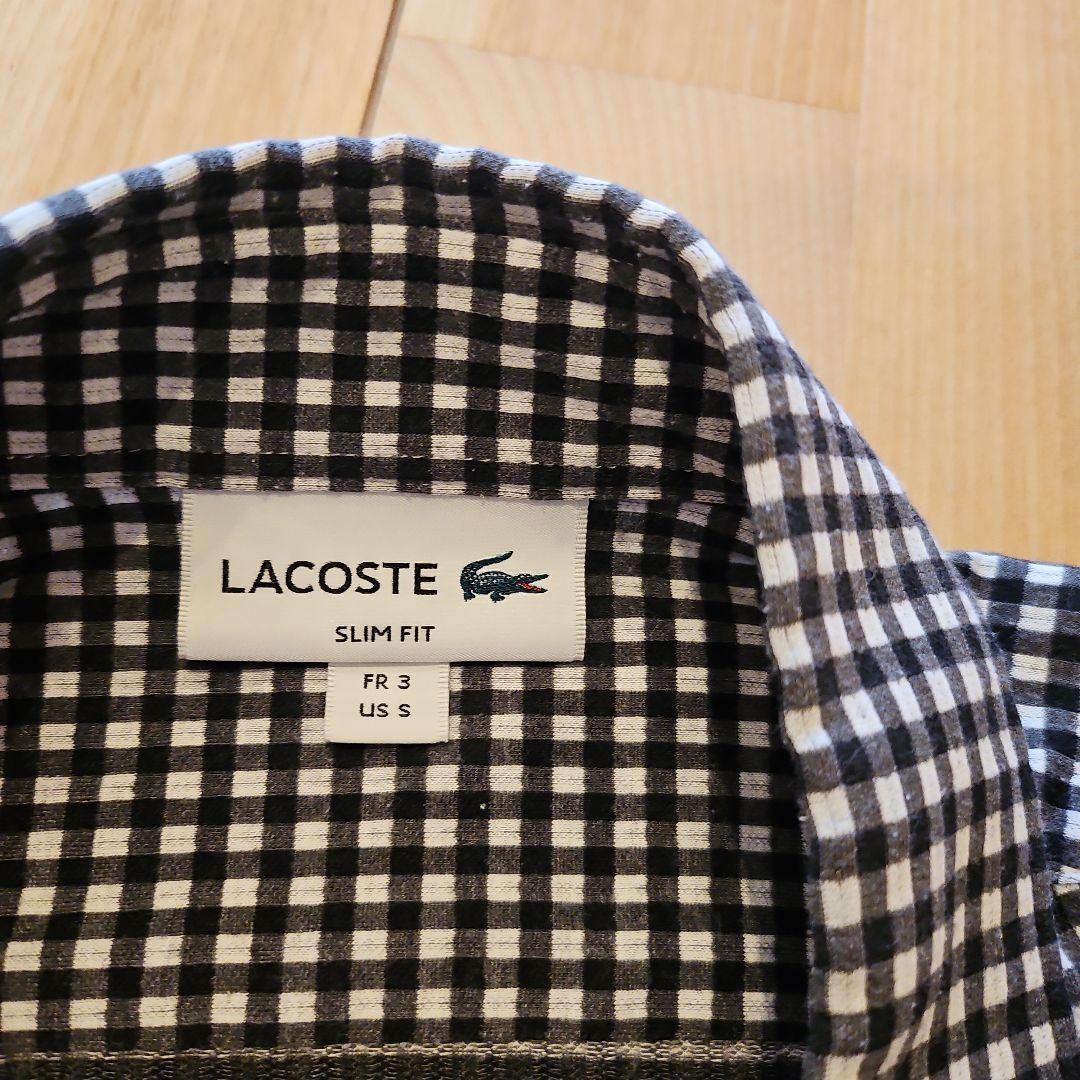 メンズ　LACOSTE スリムフィット チェックシャツ US Sサイズ