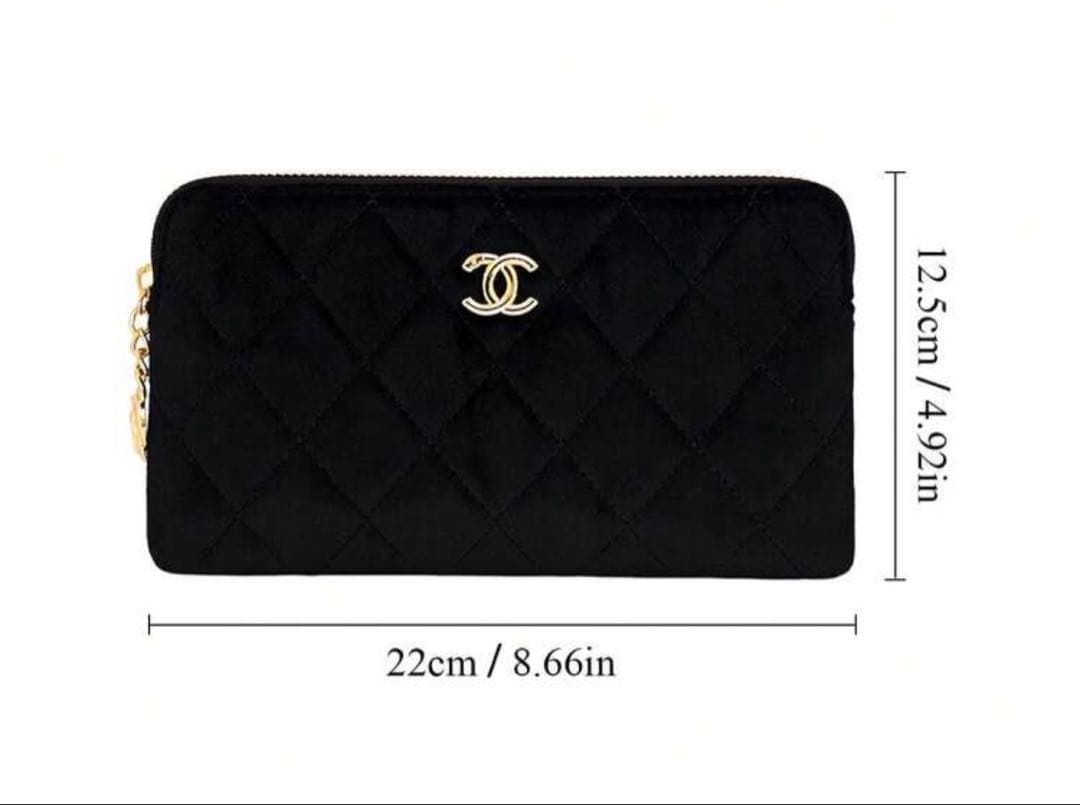 チコCHANEL シャネル ベロア キルティング クラッチバッグ ブラック