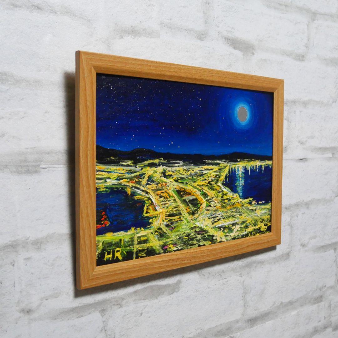油絵 絵画【夜景の街】