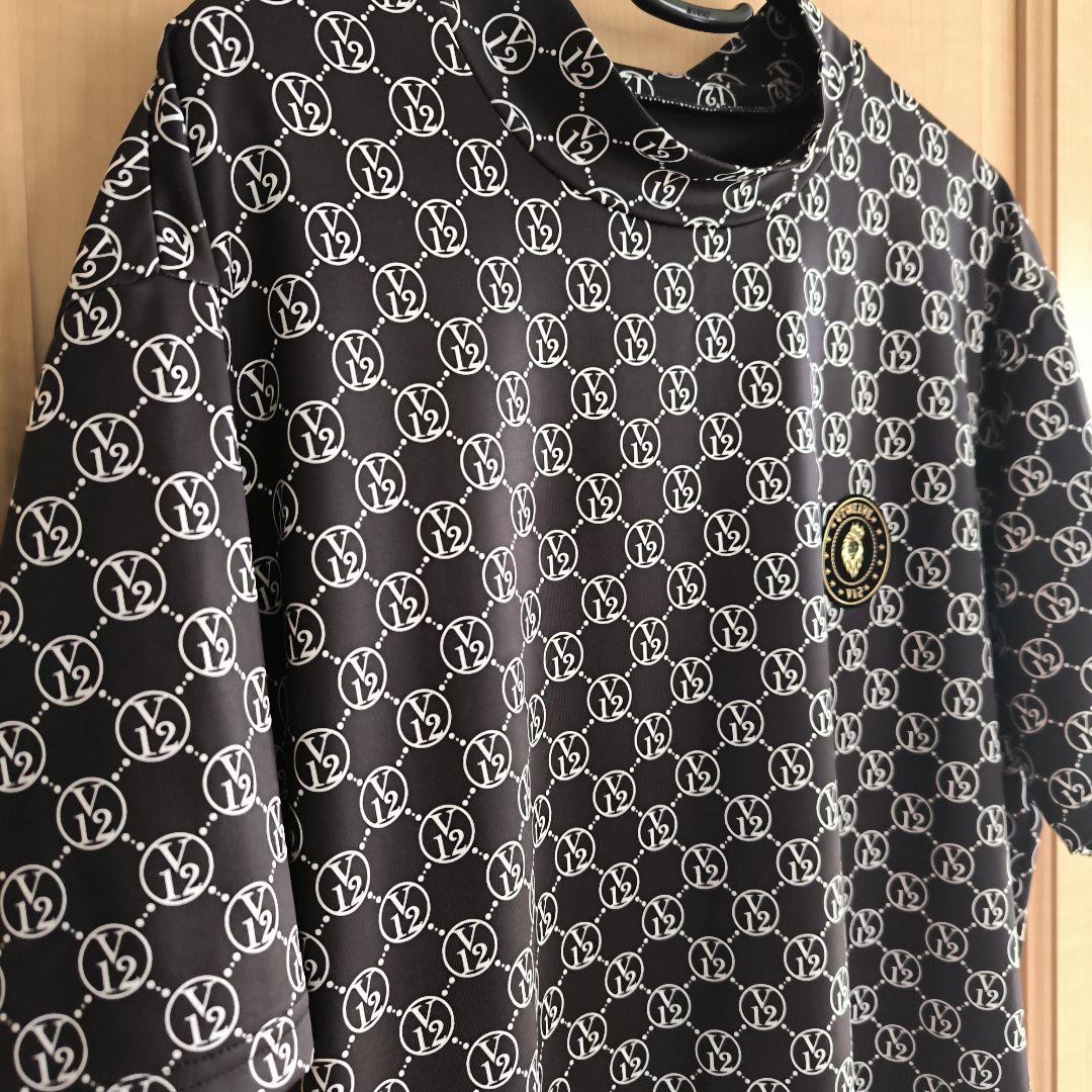美品　V12 　ゴルフウエア　半袖 MONOGRAM MOCK ブラック　L