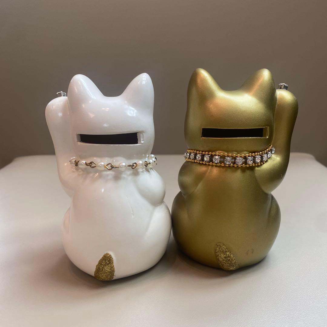 最終価格‼️☆ご縁猫☆招き猫 置物 ゴールド＆ホワイト