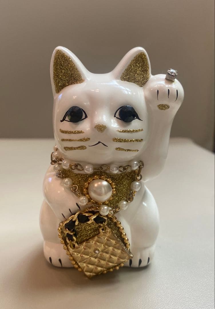 最終価格‼️☆ご縁猫☆招き猫 置物 ゴールド＆ホワイト