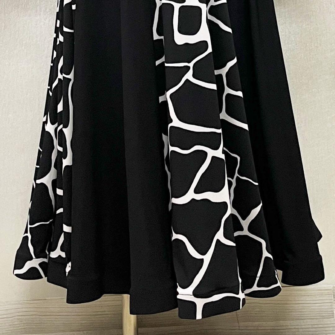 新品 社交ダンス ワンピース モノトーンプリント サイズS〜 M