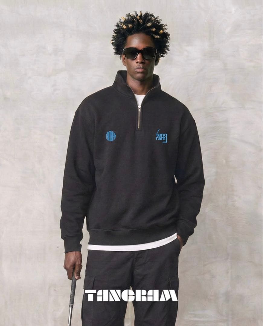 LOGO HALFZIP SWEAT BK / BLU タングラム　ハーフジップ