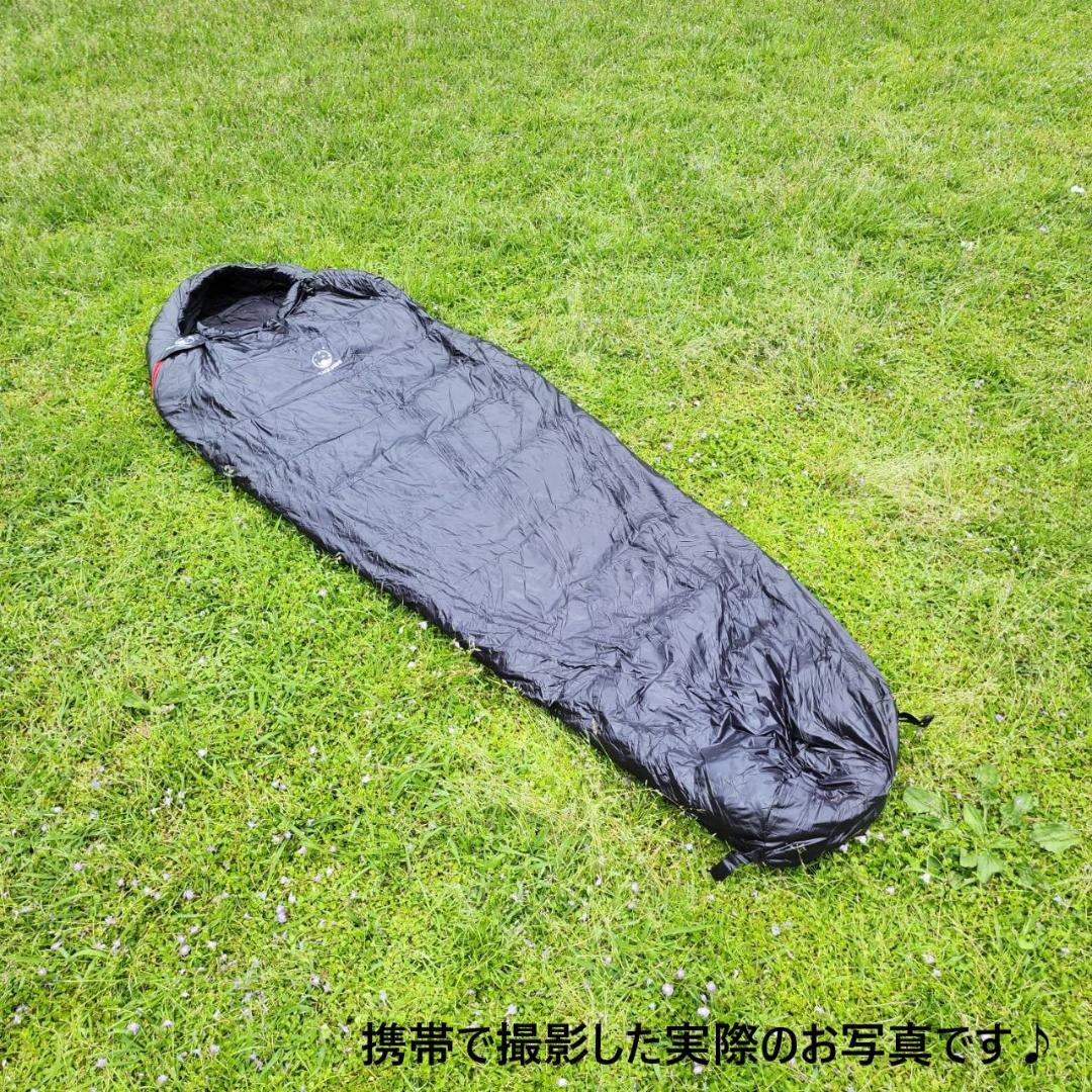 寝袋　シュラフ　マミー型　グースダウン使用　アウトドア　ブラック　400g
