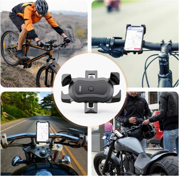 スマホホルダー ブラックiPhone 自転車 Uver シンプル 落下防止