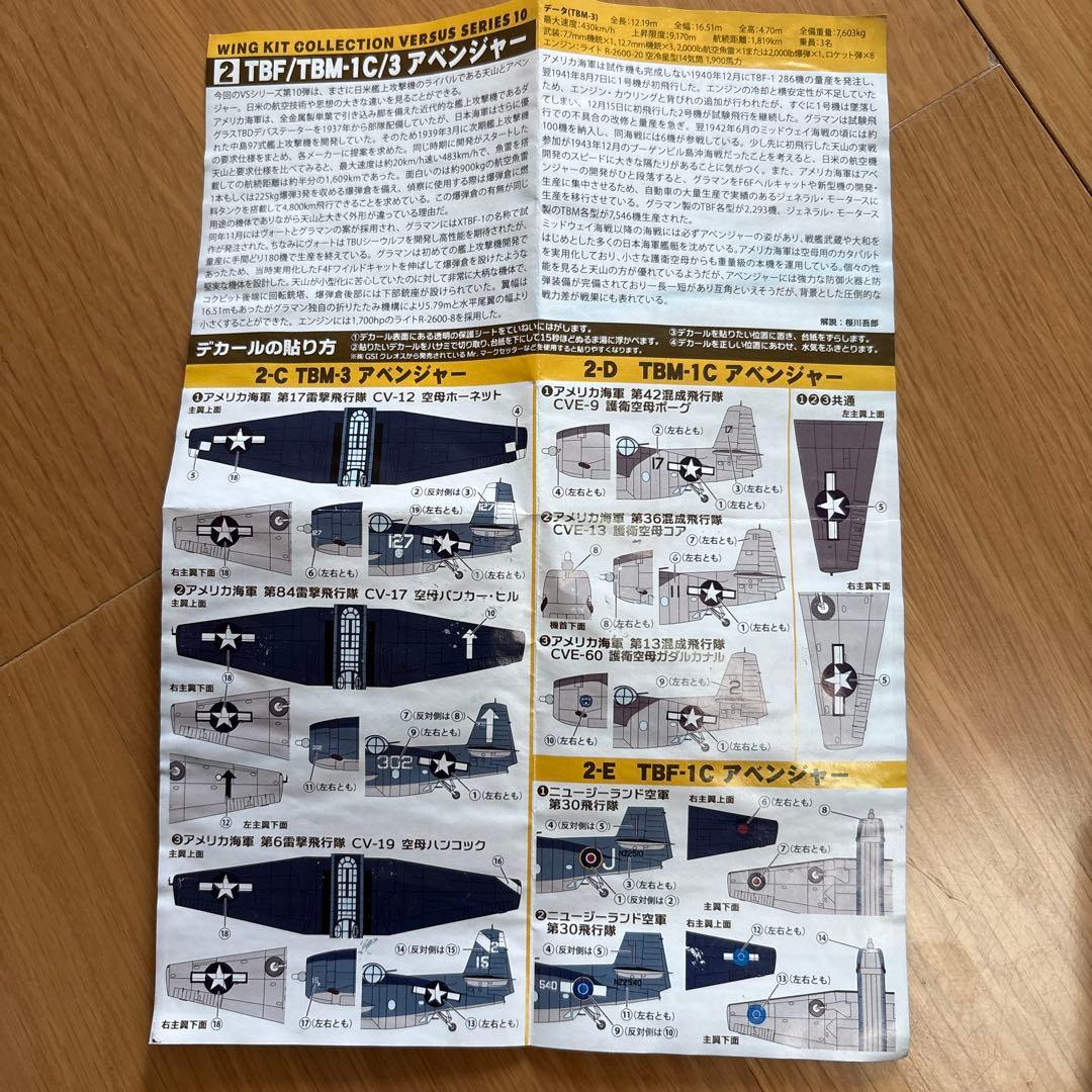ウイングキットコレクション TBM-1C アベンジャー デカール欠品