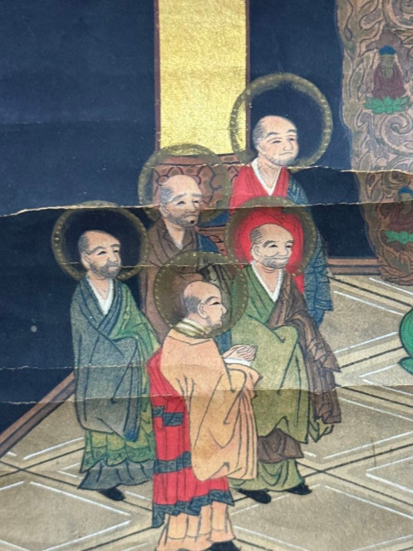 嘉永元年　仏画　嵯峨清涼寺仏佗像　古版画　仏教美術　掛軸　送料込み250824