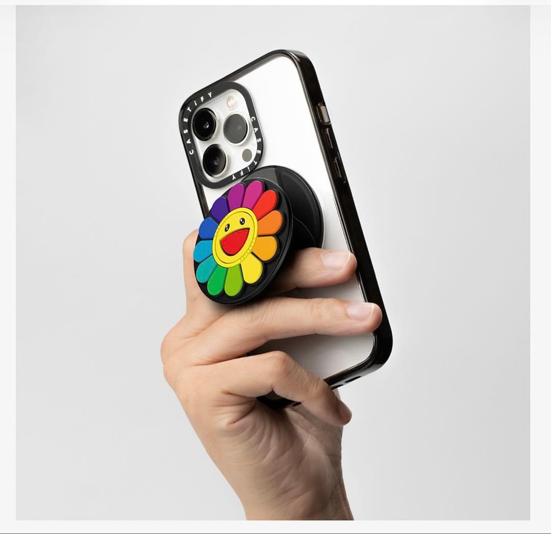casetify 村上隆 フラワー〔レインボー］SNAPPYTMグリップスタンド