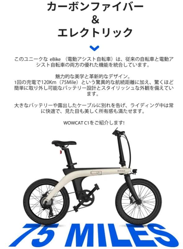 訳有 折りたたみ電動アシスト自転車 Wowcat C1 カーボン年末大特価