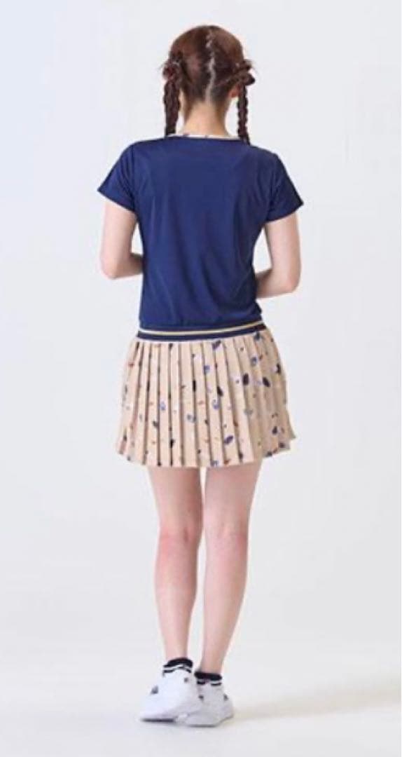 No777 FILA フェザーDesignワンピ NAVY×beige