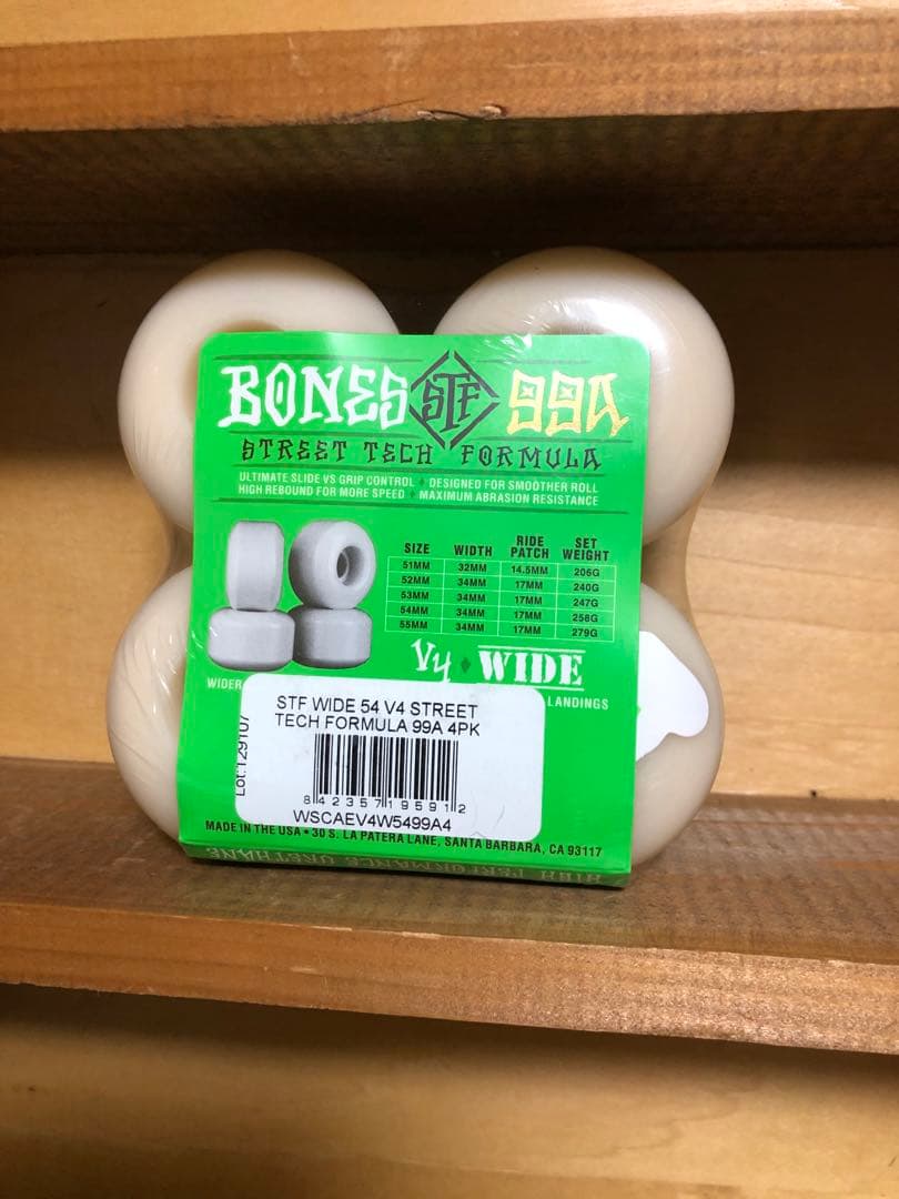 スケートボード BONES STF 99A 54mm V4 WIDE