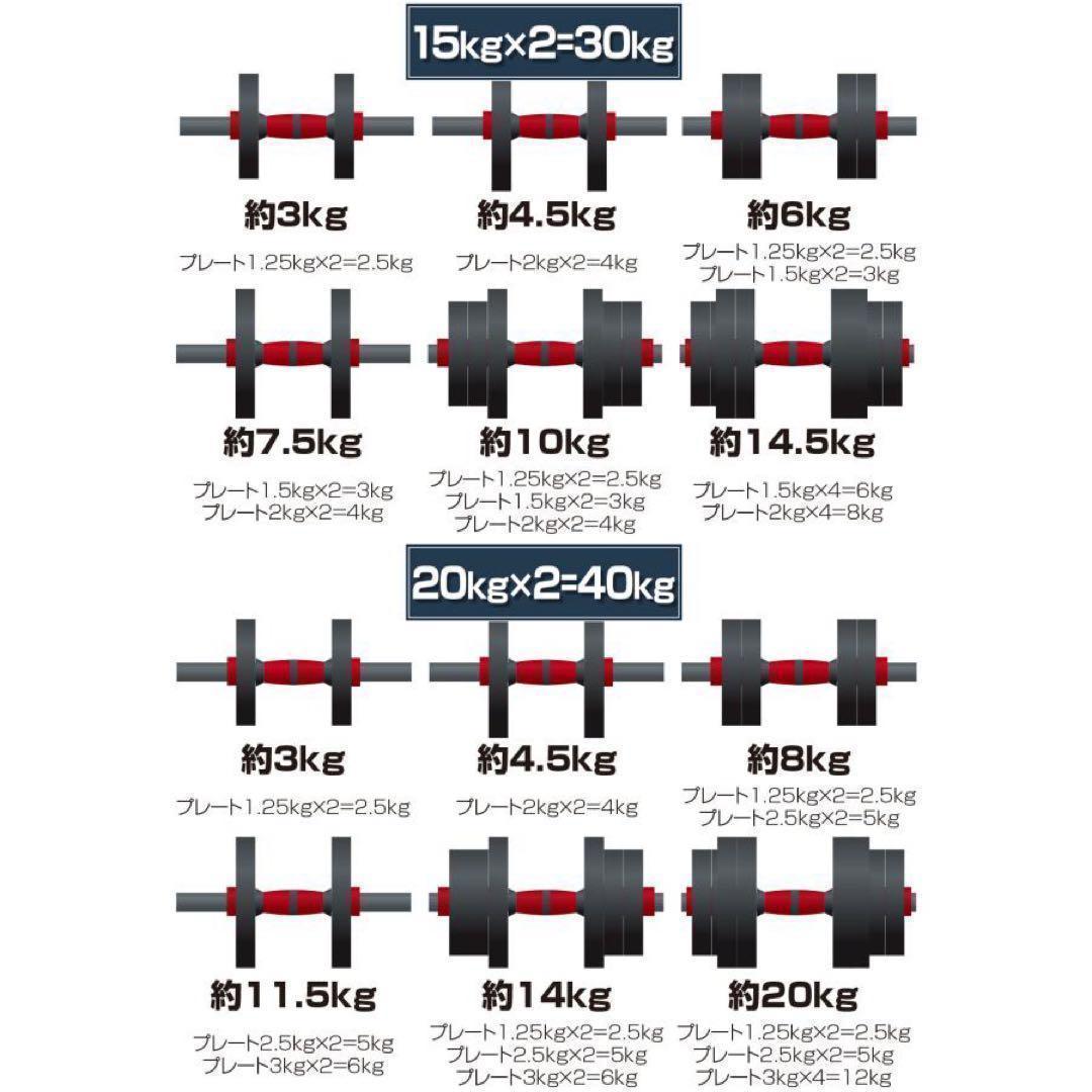 限定販売可変式 ダンベル 20kg 2個セット 3wayバーベル 多機能 筋トレ