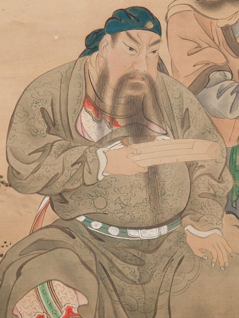 「関羽と周倉」三国志 肉筆 紙本彩色 時代物 骨董品 掛軸 厄除け