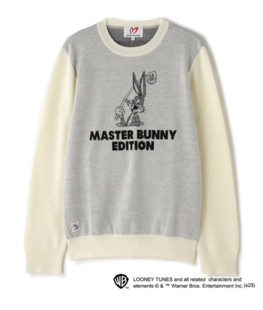 新品 マスターバニー Bugs Bunny 3色Wジャガード ニット(6)LL白