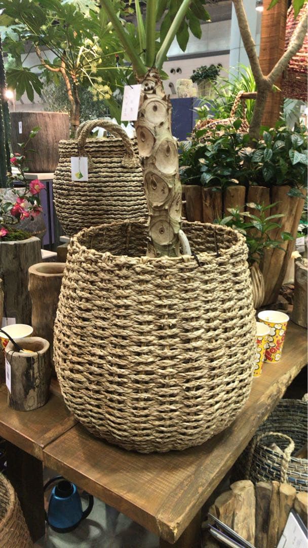 10号　鉢カバー　手編み　おしゃれ　観葉植物　バスケット