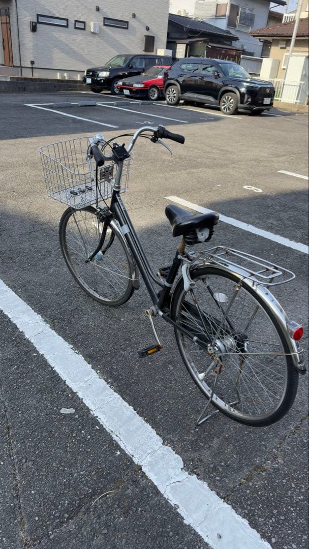 黒 シティサイクル 前バスケット付き