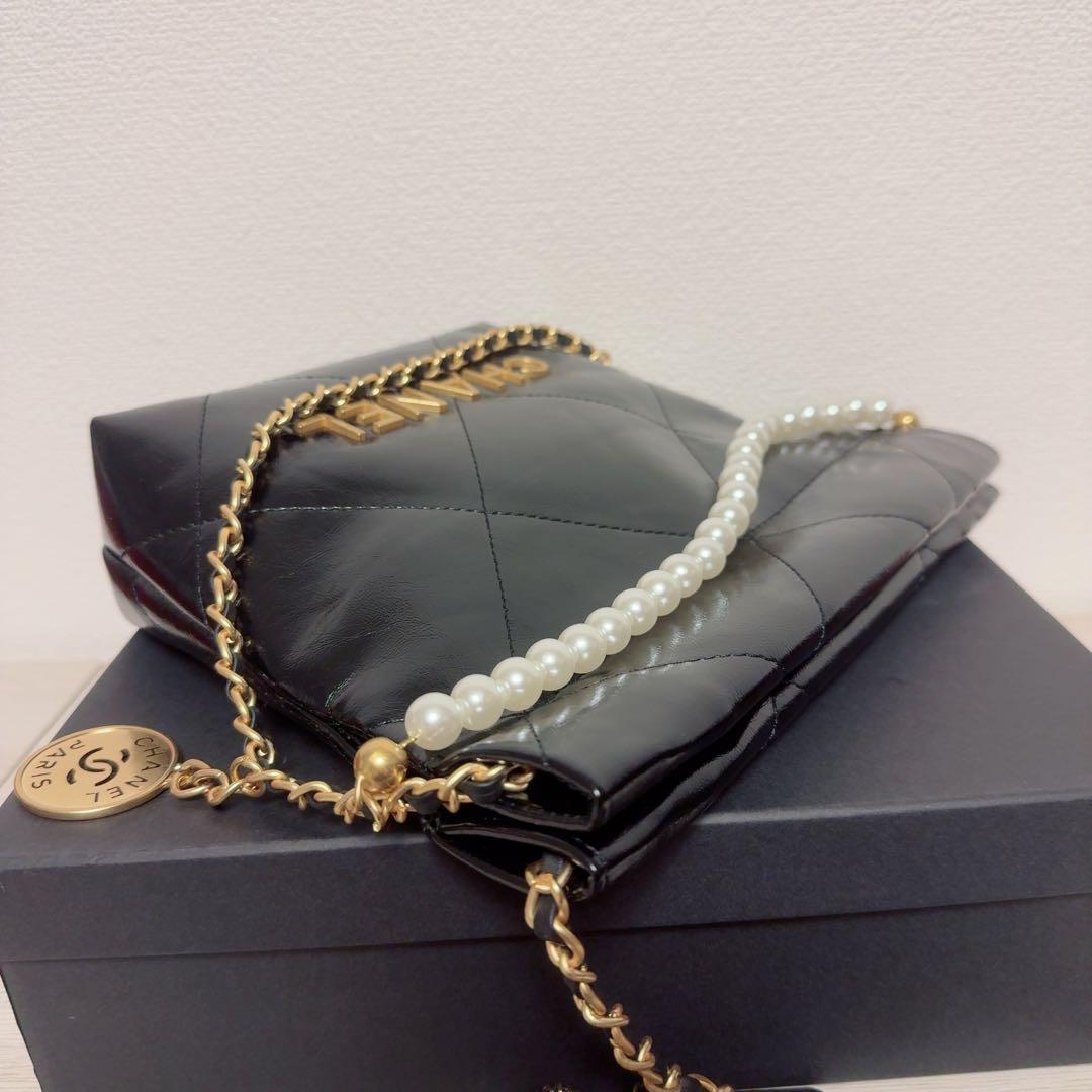 CHANEL ブラックレザー ショルダーバッグ ノベルティ 2way ポーチ付き