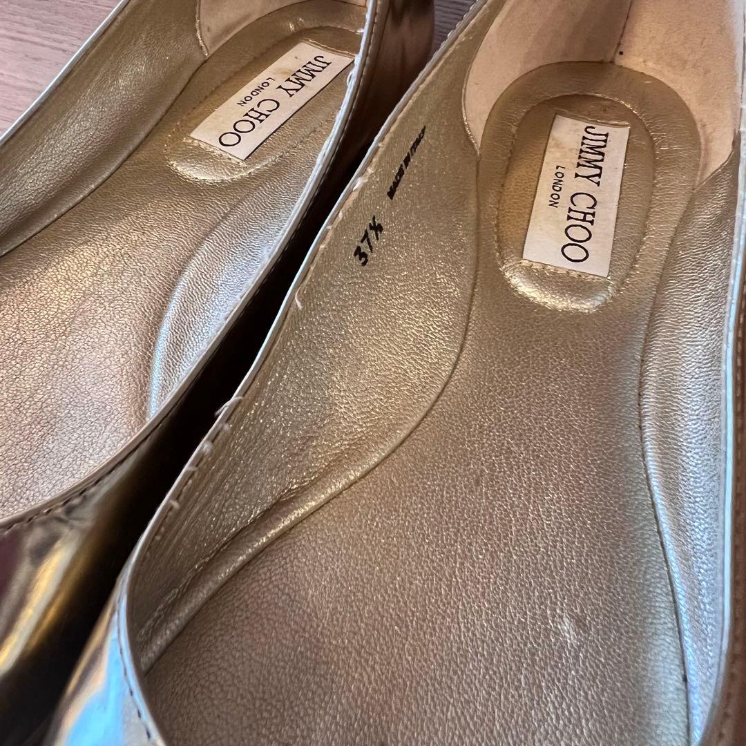 JIMMY CHOO ゴールド グリッター フラットシューズ 37.5