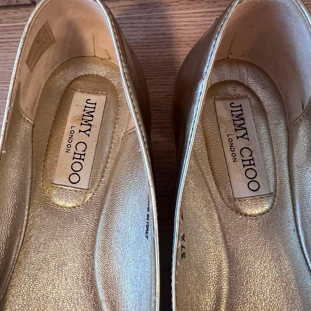JIMMY CHOO ゴールド グリッター フラットシューズ 37.5
